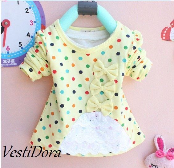 Camisa baby manga longa bolinhas